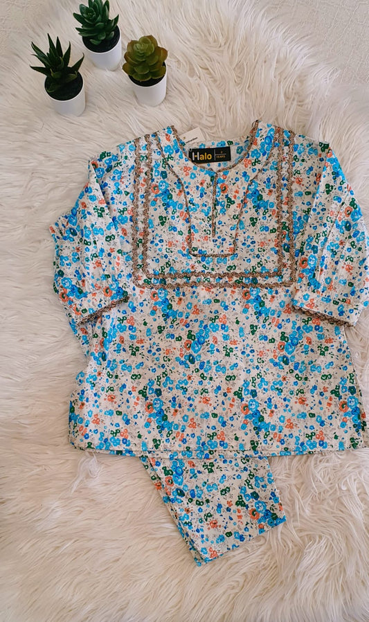 Floral printed shirt with gota