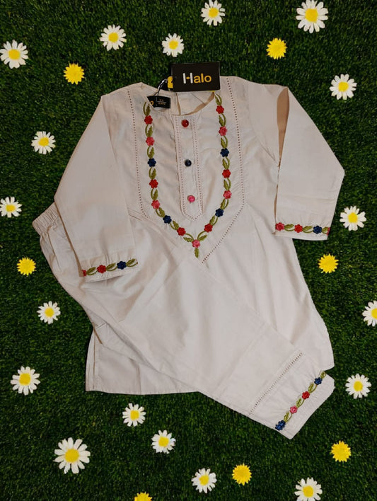 Light Skin Floral Embroidered Shirt/Trouser