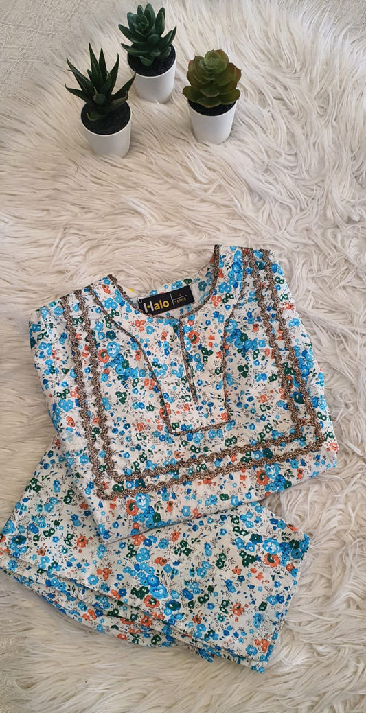 Floral printed shirt with gota