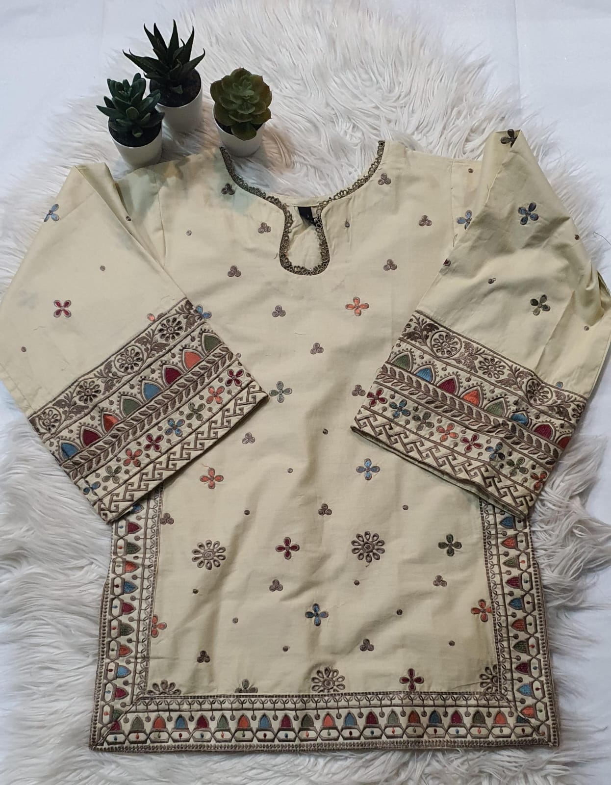 Off White Embroidery 3 PC suit