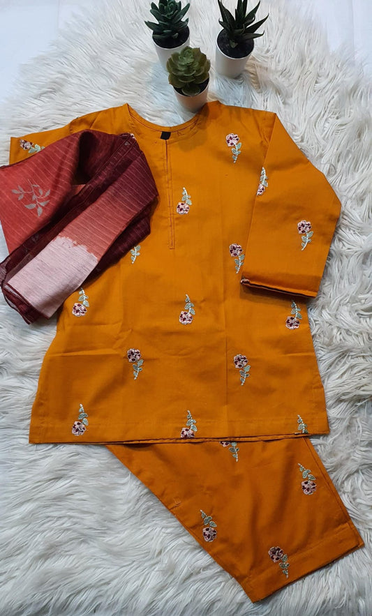 Mustard Yellow Flower 3 PC