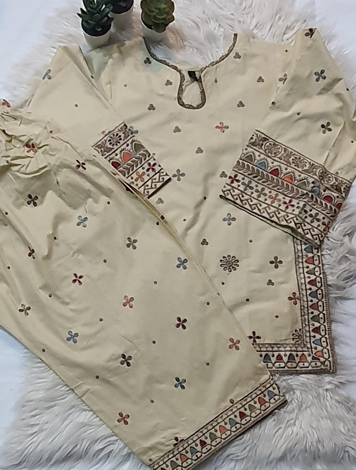 Off White Embroidery 3 PC suit