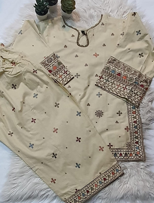 Off White Embroidery 3 PC suit