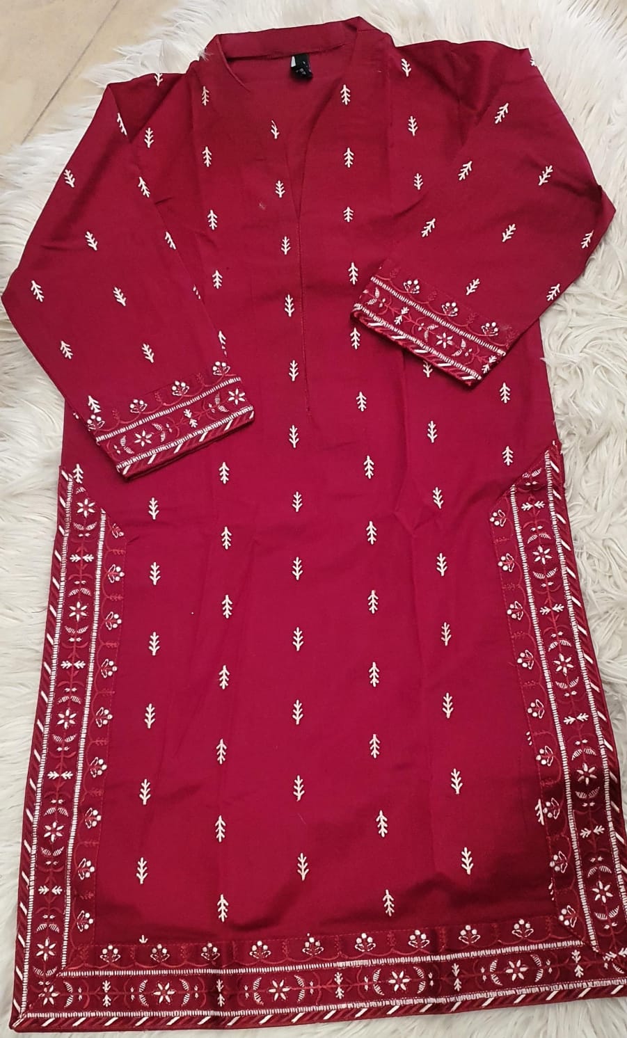 Red Embroidery lawn 3 PC suit