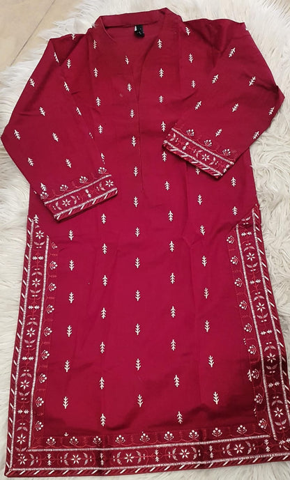 Red Embroidery lawn 3 PC suit