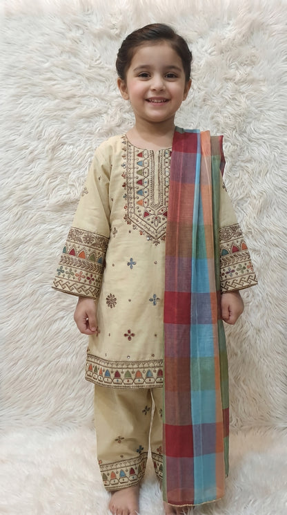 Off White Embroidery 3 PC suit